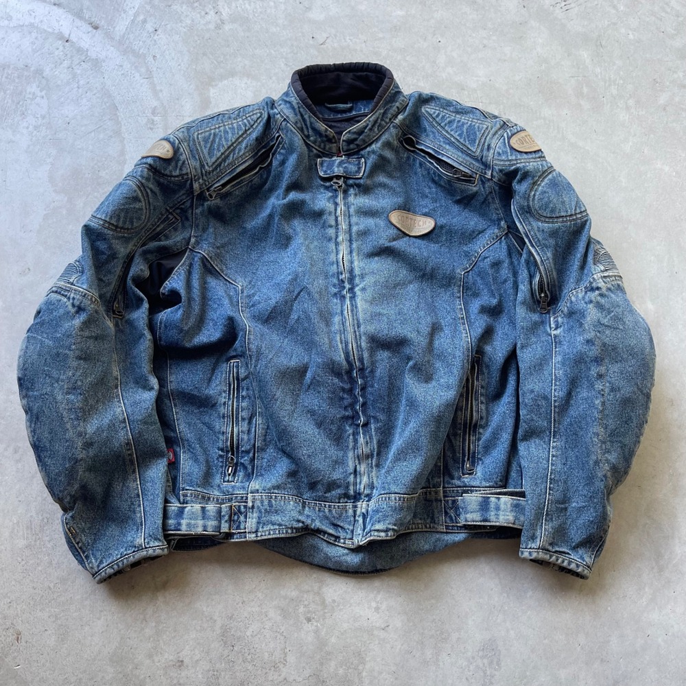 Vintage Cortech DSX Denim Motorcycle Jacket Mens XXL Padded Armor Moto Biker